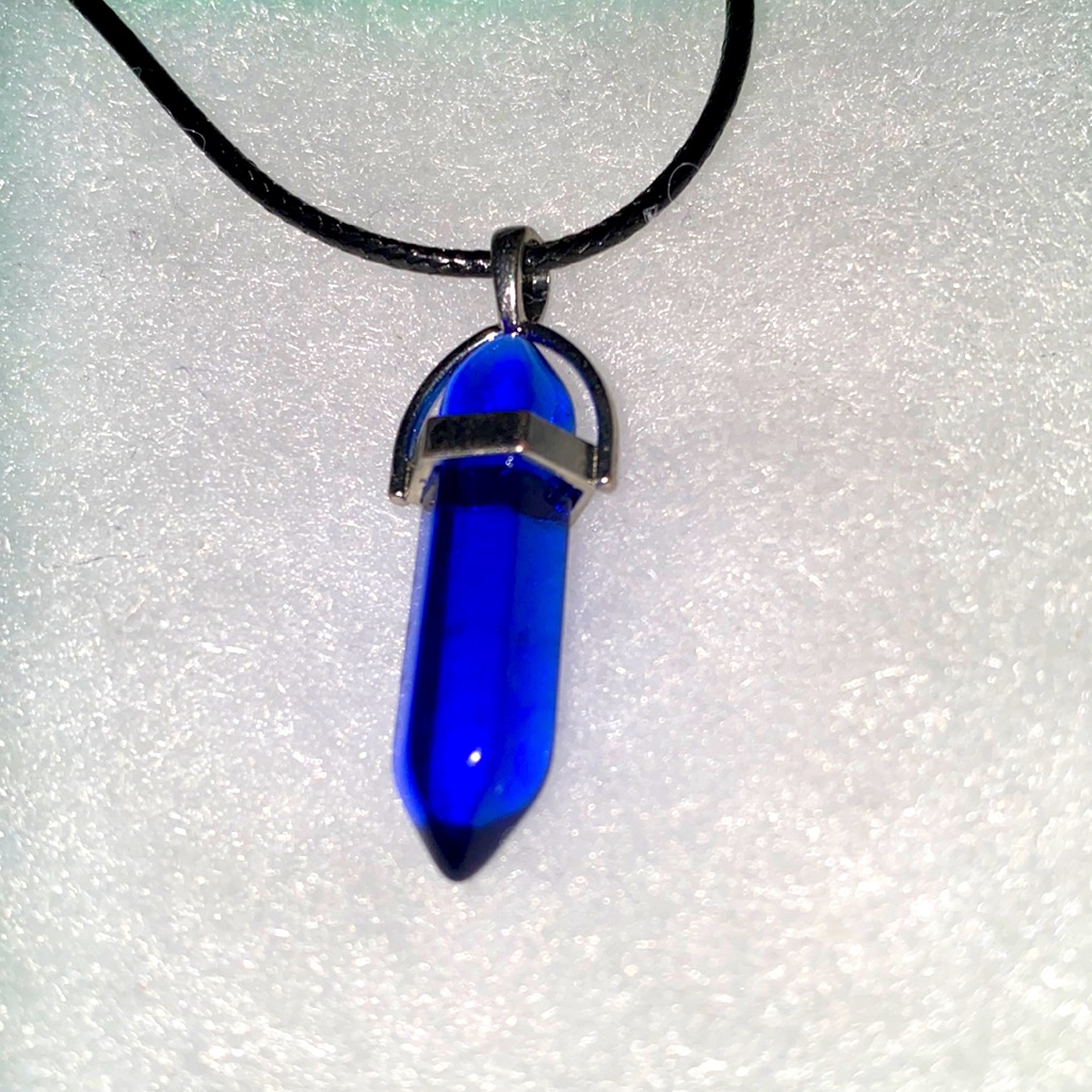 Blue Quartz On Black Cord Necklace 16-18 15$